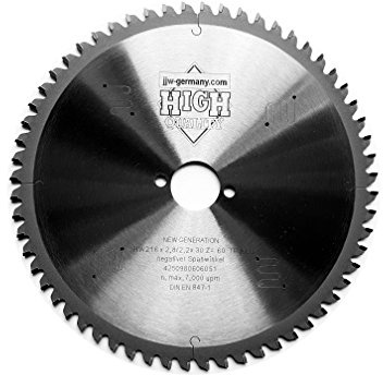 HM-Kreissägeblätter 216 x 30 negativer Spanwinkel für Kappsägen in Industriequalität (216 x 30 Z= 60 TF negativ)