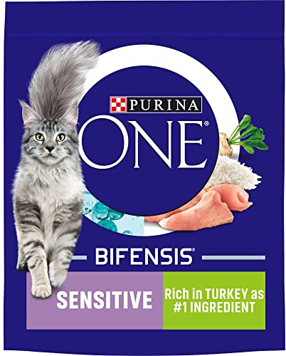 Purina ONE Sensitive Dry Cat Food Turkey & Rice 800g (Case of 4)