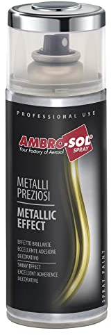 Ambro-Sol V400MET3 Smalto Effetto Metalli Preziosi, per Interni che Impreziosisce e Rende Brillanti Superfici e Oggetti, Bomboletta Spray in Banda Stagnata Riciclabile 400 ml, Specchiante Argento
