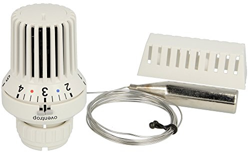 Oventrop OV Cabeza termostática UNI XD con mando a distancia de 2 m, blanco con cero, conector de sujeción