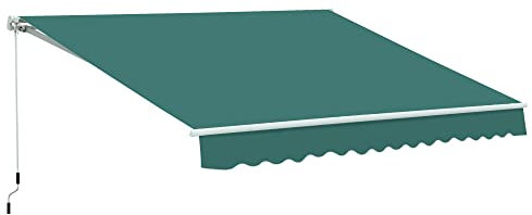Outsunny 3.5 x 2.5 m Garden Patio Manual Awning Canopy Sun Shade Shelter with Winding Handle - Green