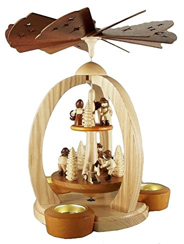 Rudolphs Schatzkiste Pyramid of forest people two-story with tealight and candle 28cm table pyramid Erzgebirge wood