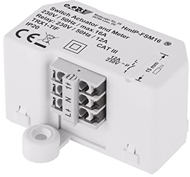 Homematic IP Smart Home Schalt-Mess-Aktor (16 A) – Unterputz, Aktor misst Strom, steuert Geräte und Leuchten per App, Alexa & Google Assistant, Energie sparen, 150239A0