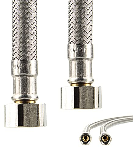 tecuro, tubo di collegamento flessibile per sanitari, prolunga, con dado di raccordo con filettatura da 3/8 da entrambi i lati, lunghezza 200 mm