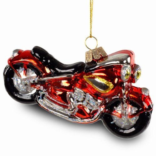 SIKORA Motorrad besondere Weihnachtskugel Glas Christbaumschmuck Deko Figur Weihnachten Anhänger Ornament - Trend Line - BS222