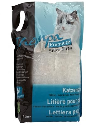 Thempa Silicat Katzenstreu I natürliches antibakterielles Streu I kein Klumpen I saugfähig & zuverlässig geruchsbindend I Vorratspack 2x8L