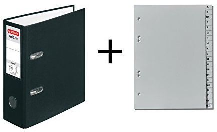 Herlitz Ordner + Ordner Register / DIN A5 / 80mm breit / Farbe: schwarz