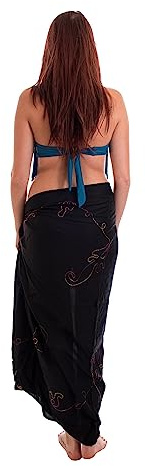 Ciffre Sarong Pareo Wickelrock Strandtuch Lunghi Dhoti Schlicht Blickdicht Einfarbig Stickerei Uni Grau Grün Blau Rot Lila Braun Türkis Fuchsia Orange Pink