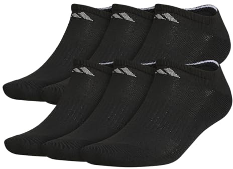 adidas Mens Athletic Cushioned No Show Socks (6 Pairs) Durable & Comfortable