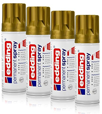 4x edding Permanent Spray reichgold 200 ml Premium Acryllack