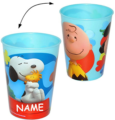 alles-meine.de GmbH 3 in 1 Möglichkeiten___ Trinkbecher/Zahnputzbecher/Malbecher - the Peanuts/Snoopy - incl. Name - Becher & Trinkglas aus Kunststoff Plastik - Jungen..