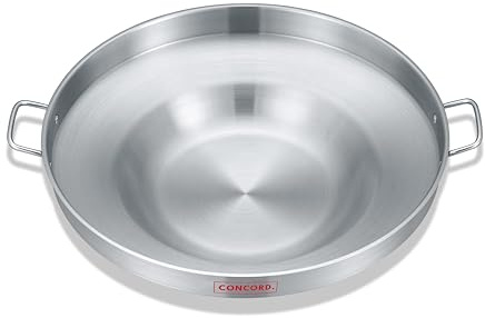 Concord Stainless Steel Comal Frying Bowl Cookware (22), silver (S4008 S4812 S5612)