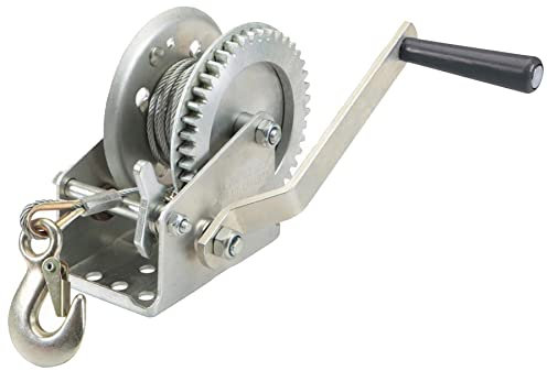 Dapetz ® 1200lb Boat Worm Gear Manual Winch, Hand Winch Pulley Capacity - 10m with Cable and Brake, Hand Winch for Towing with Steel Wire Cable and Steel Hook, for Trailer ATV, Thickened Base
