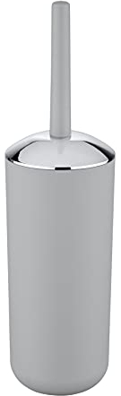 WENKO WC-Garnitur Mod. Brasil, hochwertiger Bürstenhalter mit mattierter Oberfläche aus bruchsicherem Kunststoff, BPA-frei, ideal für Bad & Gäste WC, inklusive Toilettenbürste, Ø 10 x 37 cm, Grau