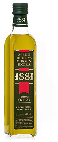 1881 Aceite de Oliva Virgen Extra, Alta Selección, (Caja 2 botellas vidrio 0,5 lt). Rico en antioxidantes naturales