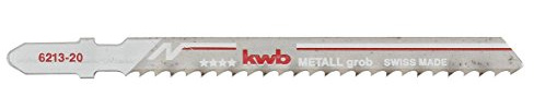 kwb Jigsaw Blades for Metal Made Of Sturdy Bi-Metal, Highly Elastic, With Single-Cam Shank (T-Shank), Single tooth, Optimum Service Life, Bright Steel Surface, for Fine Cuts