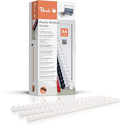 Peach Plastikbinderücken A4 - 12mm - 95 Blatt - 100 Stück - weiß - PB412-01