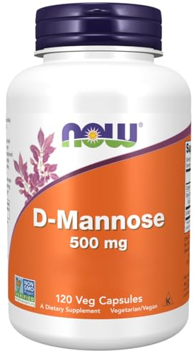 Now Foods, D-Mannose, 500 mg, 120 Capsule vegane, Testato in Laboratorio, Senza Glutine, Senza Soia, Vegetariano