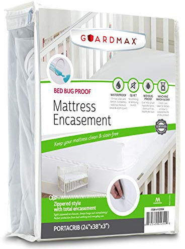 Mastertex guardmax - Bedbug/Wasserdicht Matratzenschutz - Reißverschluss Stil - Leise. - Kinderbett Größen 24x38x4 (Portacrib)
