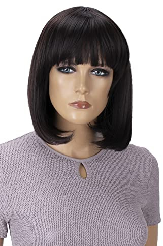 CAISHA Perücke Bob Wig Cosplay Fasching Halloween Dunkelbraun SH032