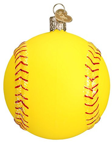 Old World Christmas 2020 Softball Glass Blown Ornament for Christmas Tree, Handcrafted Holiday Decoration, Sport Collection