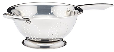 KitchenCraft Footed Stainless Steel Long-Handle Colander, 24 cm (9.5), Silver