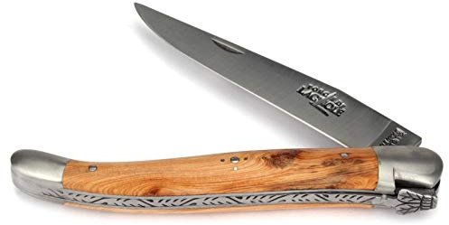 Forge De Laguiole Fickkniv - 12 cm - enbärshandtag - käke och blad 10 cm matt
