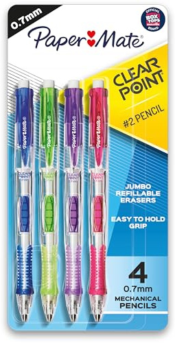 Paper Mate Clearpoint Mechanical Pencils, 0.7mm HB #2 Lead, Assorted Fashion Barrel Colors, 4 Count - Teacher Supplies, College, Note Taking