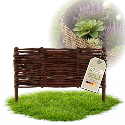 Floranica Staket av vide Rabattkant till trädgård gräsmatta Trä Stolpe Alträ Gräskant 1 styck höjd: 30cm längd: 50cm