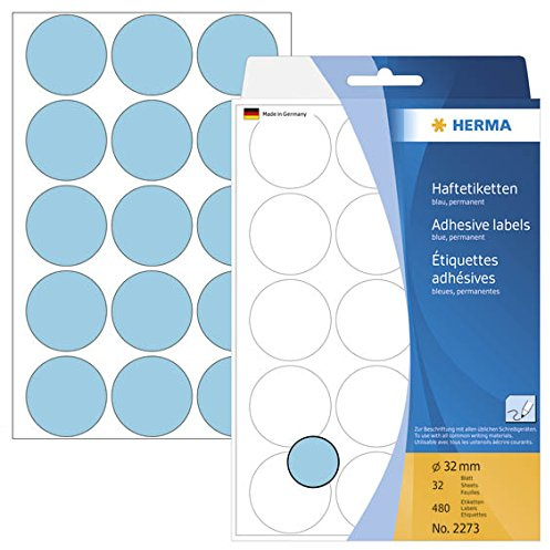 480 HERMA 2273 Klebepunkte / blau / Durchmesser 32,0 mm