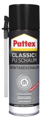 Pattex PU Schaum Classic Montageschaum, zum Füllen & Dämmen, Weiß, 1x500ml | Verhindert Kälte- & Schallbrücken, alterungsbeständig, nach 1Std. schneidbar, Baustoffklasse B2, für innen & außen