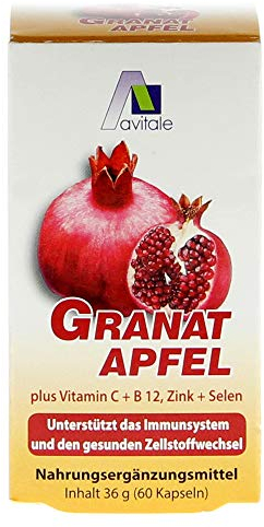 Avitale Granatapfel 500 mg plus Vit.C + B12 + Zink + Selen, 60 Stück, 1er Pack (1 x 36 g)