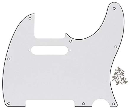 FLEOR 8 Hole TL Pickguard Scratch Plate with Pickguard Screws Set Fit USA/MX Standard TL Style Pickguard Replacement, 3Ply White