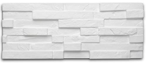 DECOSA Panneau mural à décorer Sierra 3D-relief - aspect briquette - polystyrène - blanc - 20 x 50 cm - 1 sachet (=0,5 m2)
