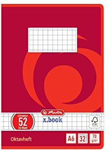 Herlitz Oktavheft x.book, A6, kariert, Lineatur 52, 32 Blatt, 10 Stück