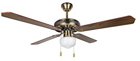Orbegozo CL 06132 M Ventilador de techo con luz, 4 palas reversibles, diámetro 132 cm, 3 velocidades y 60 W de potencia, Madera