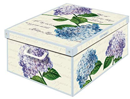 LAVATELLI Collection Ortensie Hydrangeas, decorative storage box, cardboard storage boxes with lids, storage boxes with lids and Handles, clothes storage, toy box storage, storage baskets, Large