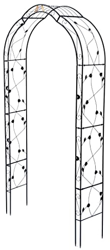 HAFIX Rosenbogen - Paris - für Garten. Rosenspalier aus pulverbeschichtetem Metall. Rank Hilfe für Kletterpflanzen Torbogen Rosenrankenhilfe Gartenbogen wetterfest & freistehend 250x130x39cm schwarz.
