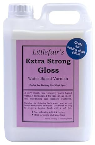Littlefair's Extra Strong Wood Varnish - 5ltr - Water-Based, Fast Drying, Non-Yellowing, Low-Odour, Clear Finish (Gloss)