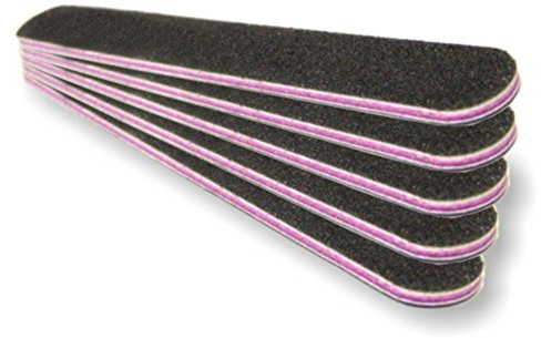 5x Profifeile Nagelfeile gerade schwarz - Körnung 100/180 - Kern pink/rot