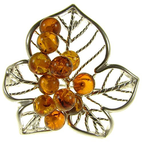 Spilla donna in ambra naturale baltica e argento 925