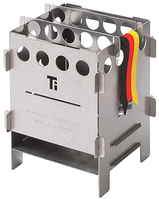 Bushcraft Essentials BUSHBOX Titanium Outdoor-Kocher | Hobo-Kocher | Camping | Holz | Gas | Spiritus | Steckbar | Kompakt | Titan | 100% Made in Germany