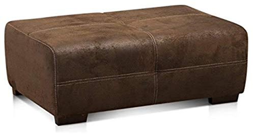 Cavadore 503 Polsterhocker Mavericco in Wildlederoptik / Sitzhocker / Sofahocker mit Steppung / Passend für Polsterserie Mavericco / Maße: 108 x 71 x 41 (B x H x T) / Farbe: Antik braun (Lederoptik)