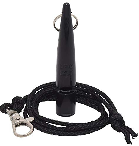 ACME Hundepfeife No. 210 schwarz + GRATIS Pfeifenband | Hohe Trillerpfeife | Original aus England | Ideal für die Hundeausbildung | Robustes Material | Genormte Frequenz | Laut und weitreichend