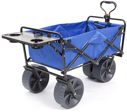 MAC Sport Heavy Duty zusammenklappbar All Terrain Utility Wagon Strand Warenkorb Beach Wagon with Table blau/schwarz