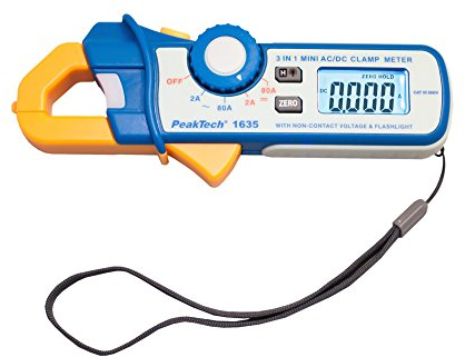 PeakTech P 1635 - Digitale Stromzange - Präzise Strommesszange für Kriechstrom & Leckstrom - Zuverlässiger Zangenamperemeter mit 1 mA Auflösung und NCV Stromzange Ac Dc inklusive Schutztasche