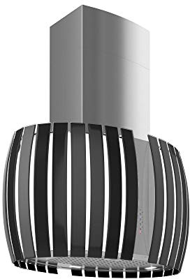 Futuro Futuro Pearl Black 30 Inch Island-mount Range Hood, Designer Glass w/LED Backlight, Ultra-Quiet, with Blower