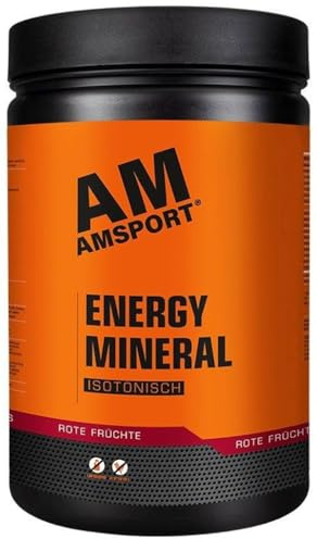AMSPORT® Energy Mineral I 1700g Kohlenhydratpulver für 17L isotonisches Getränk I mineralstoffreich & glutenfrei I Getränkepulver mit Rote Früchte-Geschmack