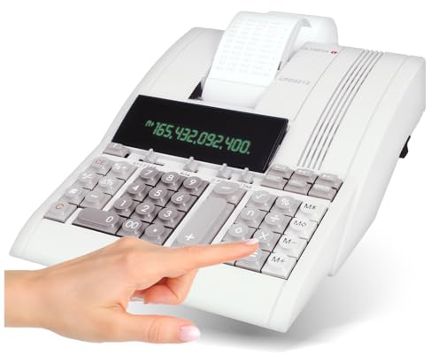Olympia CPD 5212 Tischrechner mit 2-Farb-Druck | Taschenrechner große Tasten 12-stellig | Rechenmaschine mit Papierrolle 4,1 Zeilen/Sek. | Calculator & Netzteil | Taschenrechner klein | Rechner