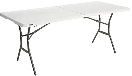 Lifetime 25011 Fold in Half Commercial Table, 6 Feet, White Granite